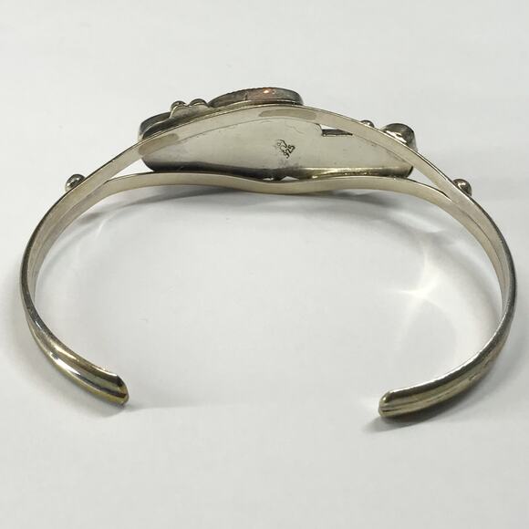 VTG Running Bear Trading Sterling Silver Turquoise Sawtooth Bezel Cuff Bracelet - Picture 12 of 13